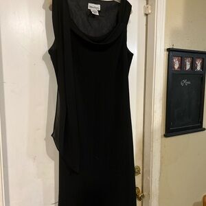 Ultra Dress Collection Black Sleeveless Midi Dress with Draped Scarf